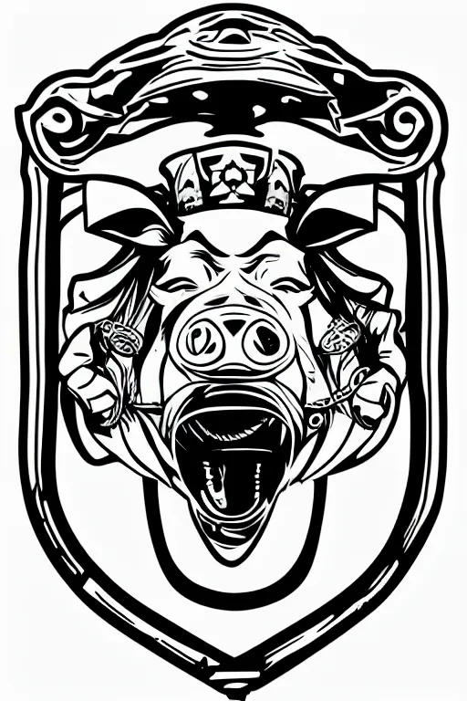 Image similar to A portrait of a pig as an evil warlord general, sticker, Anthropomorphized, portrait, highly detailed, colorful, illustration, smooth and clean vector curves, no jagged lines, vector art, smooth