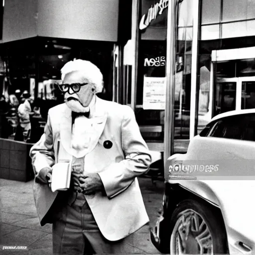 Prompt: colonel sanders eating at macdonalds