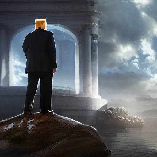 Prompt: donald trump, dramatic lighting, cinematic, establishing shot, extremely high detail, foto realistic, cinematic lighting, post processed, concept art, high details, cinematic, 8k resolution, beautiful detailed, photorealistic, digital painting, artstation, concept art, smooth, sharp focus, artstation trending, octane render, unreal engine