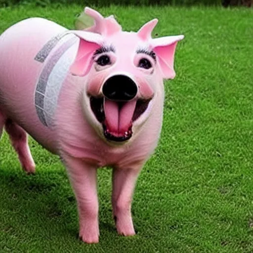 Image similar to a fusion of a dog and a pig