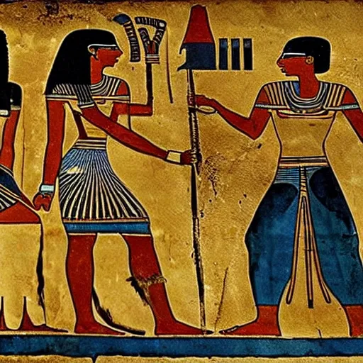 Prompt: ancient Egyptian mural depicting Hitler