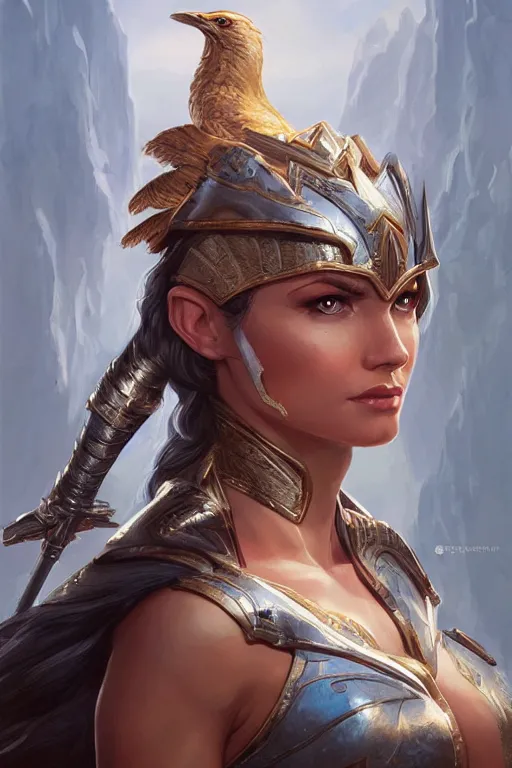 Image similar to amazon valkyrie athena, d & d, fantasy, portrait, highly detailed, headshot, digital painting, trending on artstation, concept art, sharp focus, illustration, art by artgerm and greg rutkowski and magali villeneuve