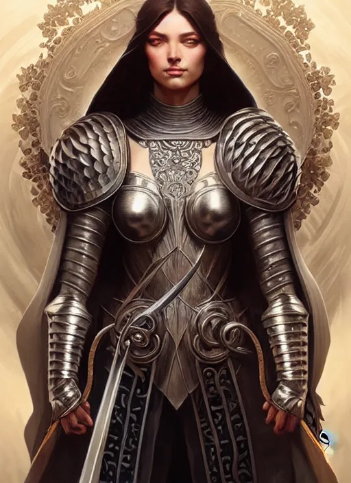 Image similar to Muscular and powerful medieval knight portrait, art nouveau, fantasy, intricate flower designs, elegant, highly detailed, sharp focus, art by Artgerm and Greg Rutkowski