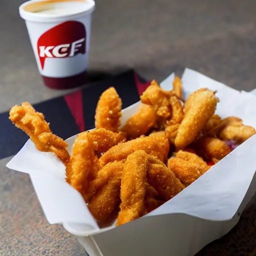Prompt: fried spiders in a kfc bucket