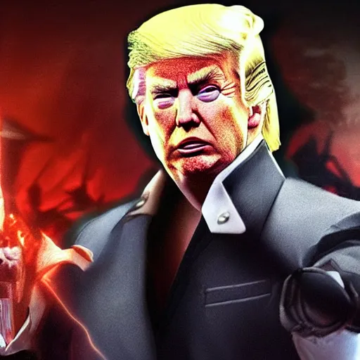 Image similar to donald trump as mortal kombat character,