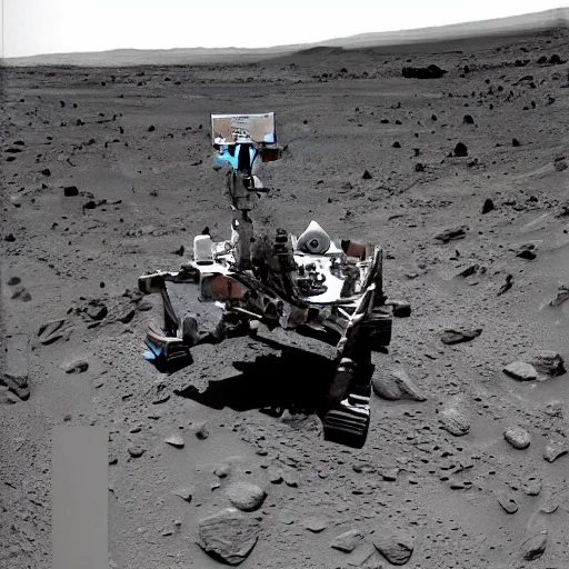 Prompt: extremely detailed photo of mars rover next to carl sagan, detailed face