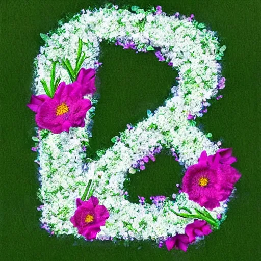 Image similar to a b c spelled out in hyperrealistic flowers. hd