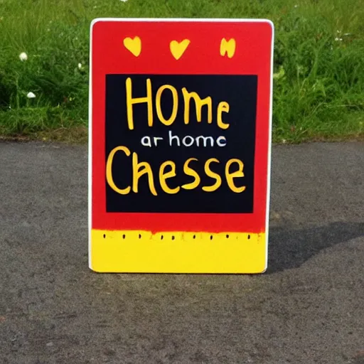 Prompt: a sign that says “home made cheese”