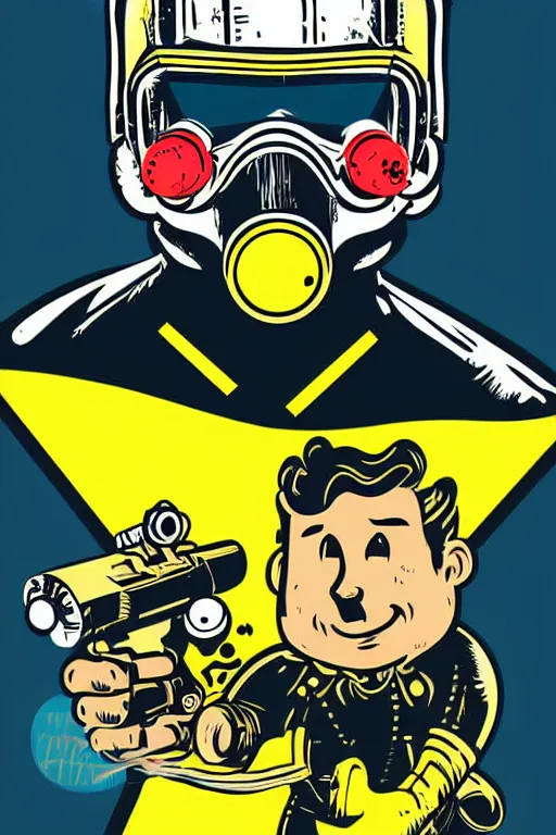 Image similar to fallout 7 6 retro futurist illustration art by butcher billy, sticker, colorful, illustration, highly detailed, simple, smooth and clean vector curves, no jagged lines, vector art, smooth andy warhol style