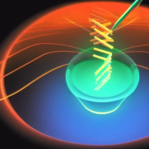 Prompt: a photorealistic fork portal splitting the quantum multiverse, Movie Still, Triadic color grading.