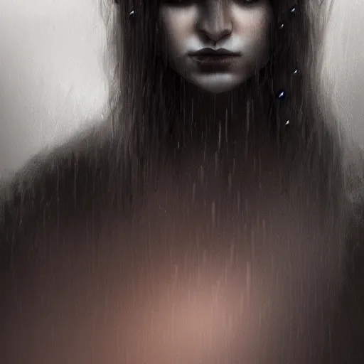 Image similar to impudent facial expression of shameless woman, shadow of the cross, atmosphere of bloody rain, trending on artstation, highly detailed, digital painting, volumetric light, concept art, sharp focus, illustration