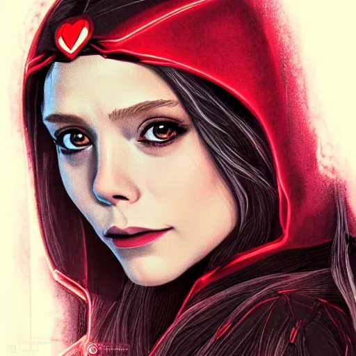 Image similar to Elizabeth Olsen as Scarlet Witch portrait, male anime style, illustrated by Avetetsuya Studios, intricate, detailed, photorealistic, trending on artstation, studio lighting, 4k, 8k