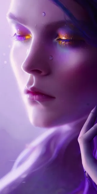Prompt: magic by charlie bowater and anna dittmann and artgerm and clemens ascher, intricate, elegant, purple and yellow and white and blue mist, highly detailed, dramatic lighting, sharp focus, octane render, trending on artstation, artstationhd, artstationhq, unreal engine, 4 k, 8 k