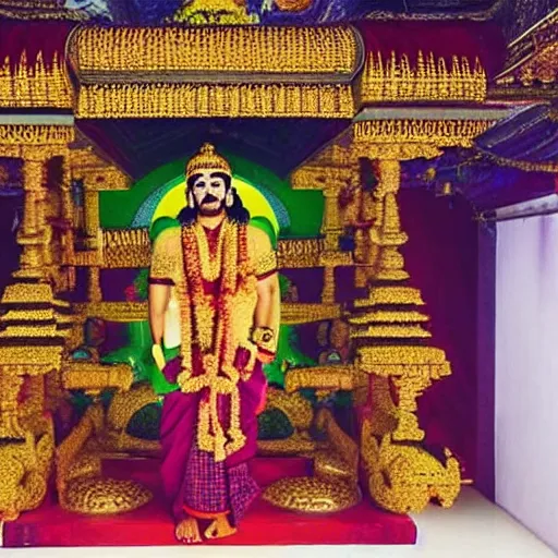 Prompt: photograph of drake the rapper standing in a hindu kovil, accurate portrayal, drake the rapper's face