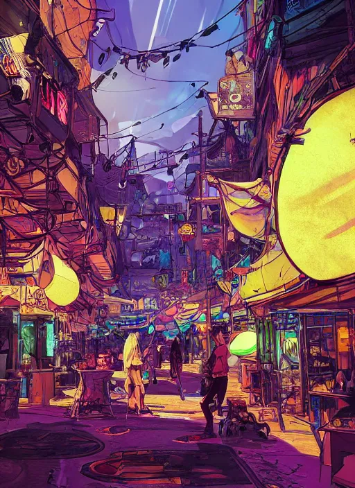 Image similar to bazaar zouk oriantal full color sky shine place mosquet painting digital illustration hdr stylized digital illustration video game icon global illumination ray tracing advanced technology that looks like it is from borderlands and by feng zhu and loish and laurie greasley, victo ngai, andreas rocha, john harris