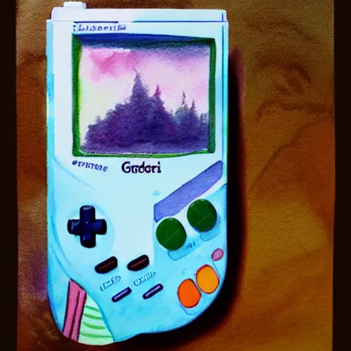 Prompt: game boy color, watercolor painting