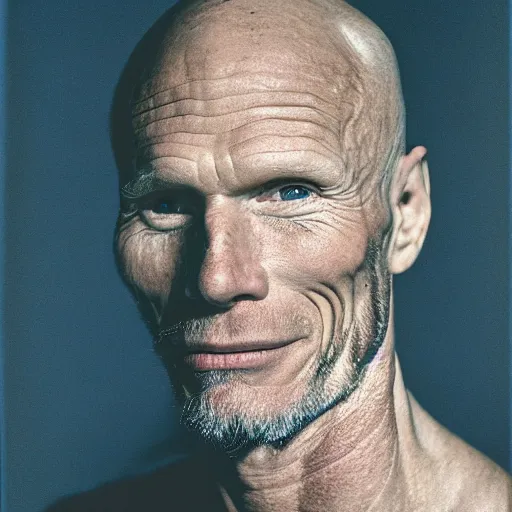 Image similar to Sgraffito art representation of Ed Harris, studio lighting, F 1.4 Kodak Portra