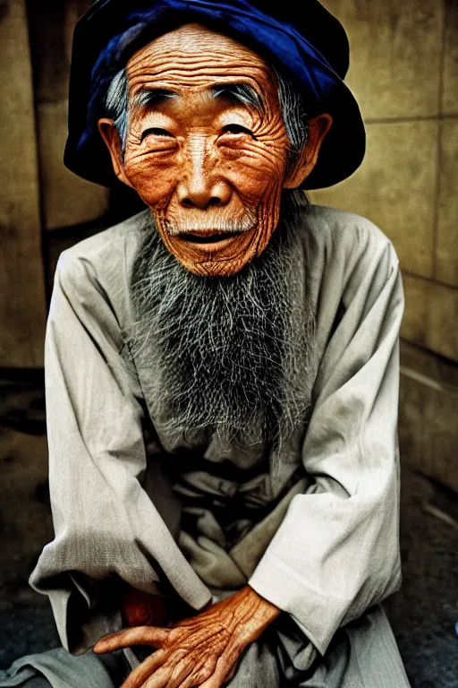 Image similar to photograph of an old japanese man, photograph by steve mccurry