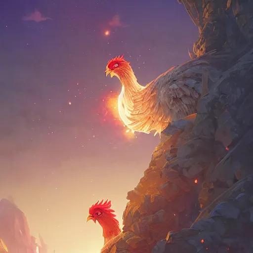 Image similar to highly detailed mage chicken, stephen bliss, unreal engine, fantasy art by greg rutkowski, loish, rhads, ferdinand knab, makoto shinkai and lois van baarle, ilya kuvshinov, rossdraws, tom bagshaw, global illumination, radiant light, detailed and intricate environment