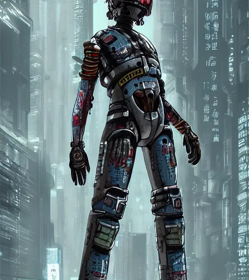 Image similar to realistic cyberpunk japanese engineer with long limbs and a black spacesuit welding, techwear, dead space, visible face, Industrial Scifi, detailed illustration, character portrait, by Martin Grip and Moebius