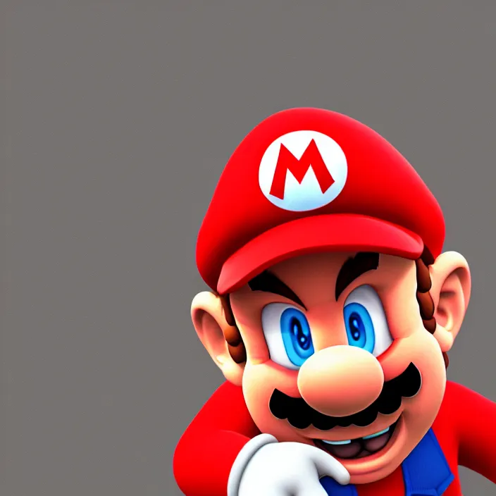 Prompt: hyperrealistic rendering of depressed! mario