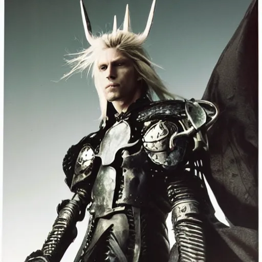 Image similar to Candid portrait photograph of Elric of Melniboné taken by Annie Leibovitz