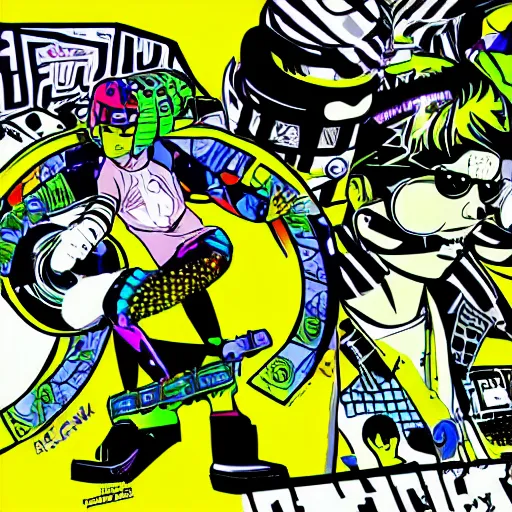 Image similar to jet set radio, noise tanks, digital artwork