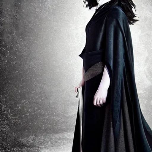 Image similar to Photo of Emma Watson as Professor Severus Snape, full body shot