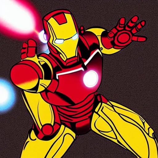 Prompt: iron man shooting beams, art my jock