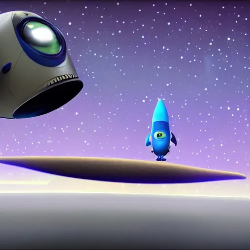 Image similar to an intergalactic spaceship that carries alieneggs, 3 d cartoon, still from the pixar movie