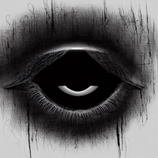 Image similar to a close up image of an eye of the watcher, eerie, black color scheme, horror, artstation, cgsociety