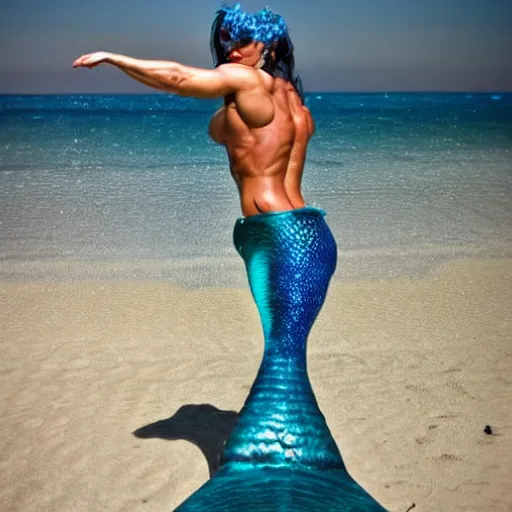 Prompt: mermaid bodybuilder