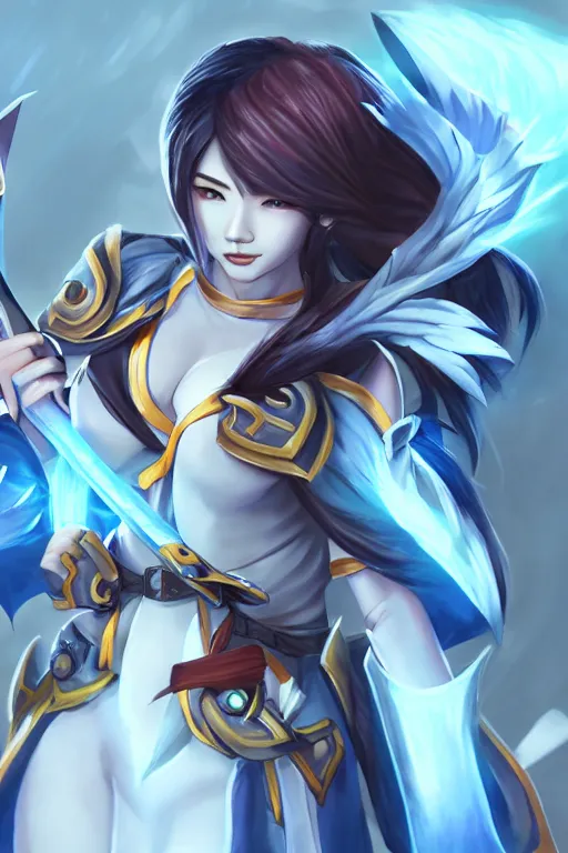 Image similar to a south korean female from paladins, she is holding kunai, highly detailed digital art, character design, masterpiece