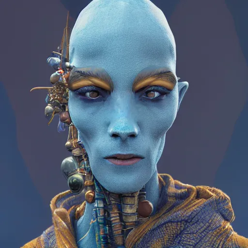 Image similar to a highly detailed portrait of a humanoid giraffe in a blue cloak, adventurer, artstation, deviantart, professional, unreal engine 5, octane render