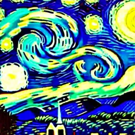 Image similar to photo of a giant shouting ( ( stay puft marshmallow man ) ) in the style of starry night by vincent van gogh intricate detail, low angle, blockbuster ghostbusters movie