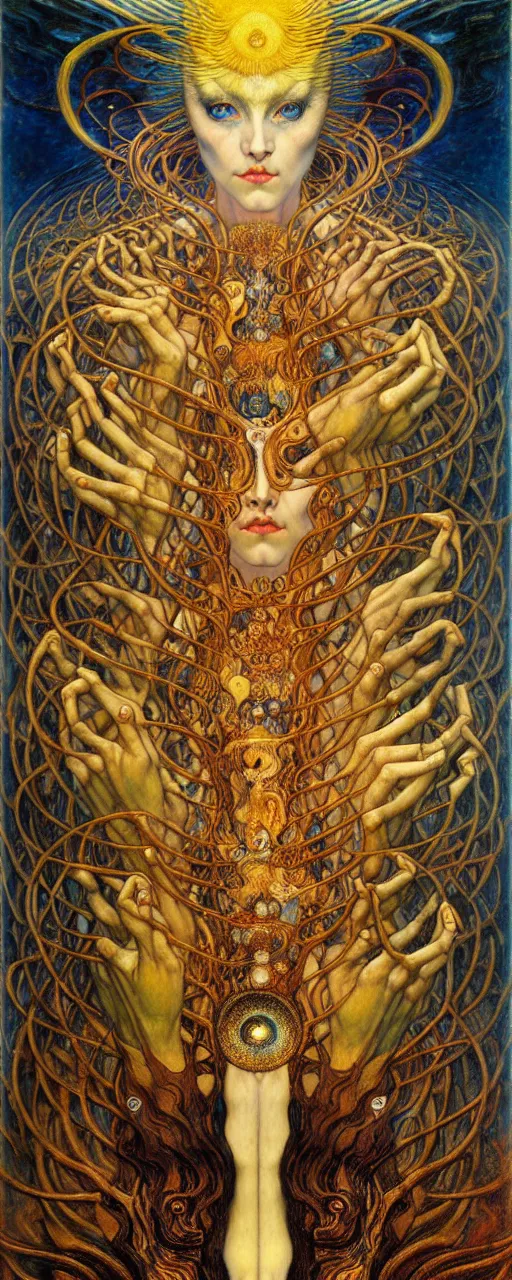 Image similar to Divine Chaos Engine by Karol Bak, Jean Delville, William Blake, Gustav Klimt, and Vincent Van Gogh, symbolist, visionary