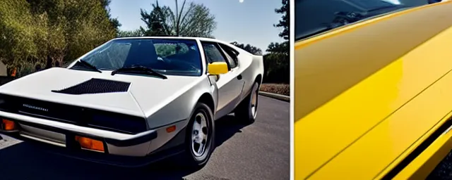 Prompt: a single 1 9 7 6 lotus esprit and 1 9 6 9 dodge charger hybrid, rocket engine in the back, dslr