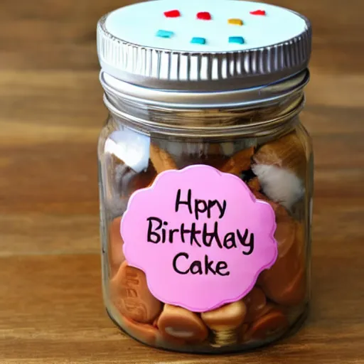 Image similar to a jar with a birthday cake in it.