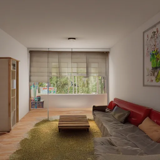 Image similar to 1 9 7 0 s apartment, photorealistic