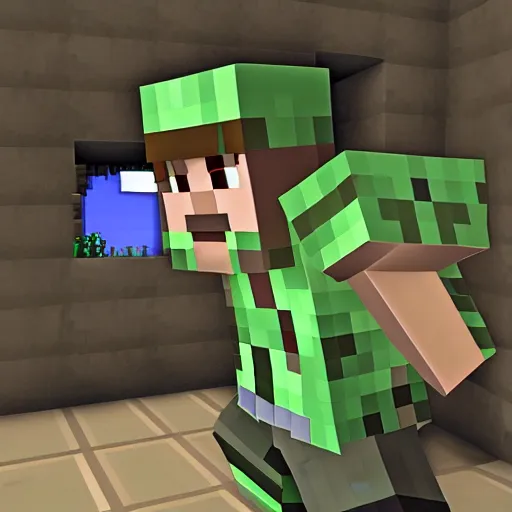Prompt: Steve from Minecraft, Minecraft Steve is falling into the dark frightening abyss, dramatic