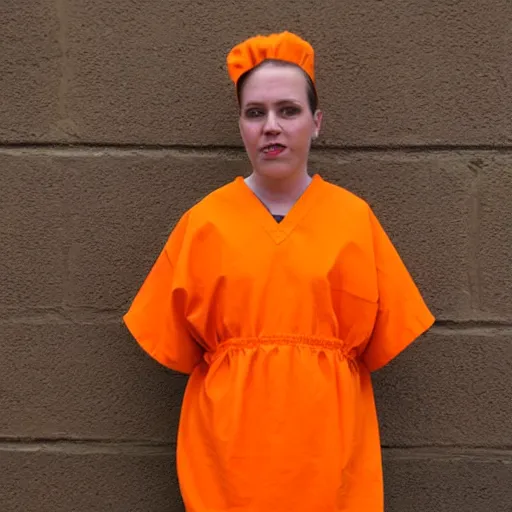 Prompt: bee wearing orange inmate suite
