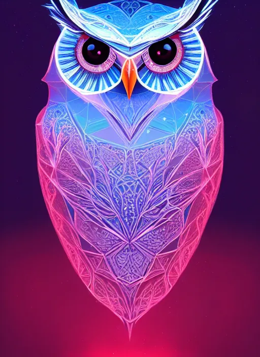 Image similar to symmetry!! product render poster vivid colors divine proportion owl, ice and snow, glowing fog intricate, elegant, highly detailed, digital painting, artstation, concept art, smooth, sharp focus, illustration,