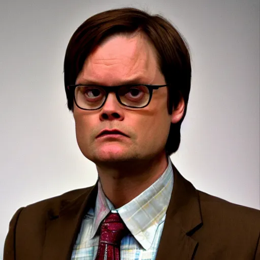 Prompt: dwight schrute wearing someone elses face
