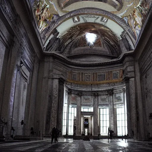 Prompt: Secrets inside the Vatican, Horror, Trending artstation, Midjourney, cinematográfica, dramatic lighting