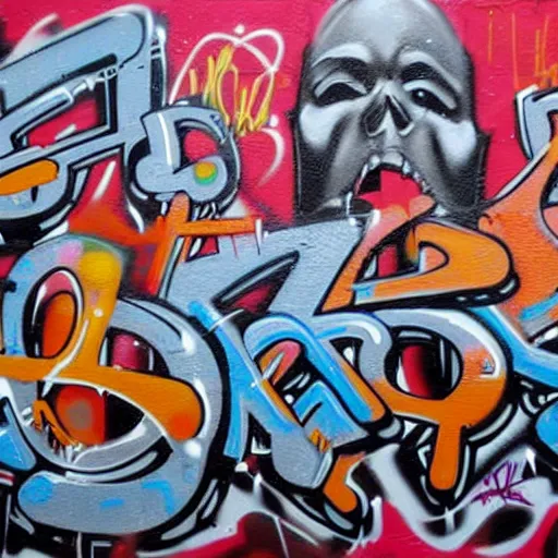 Prompt: a graffiti painting of the death of hip hop