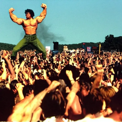 Image similar to hulk performing at woodstock