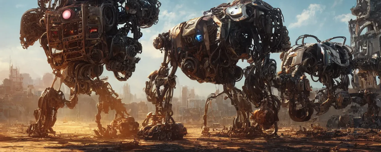 Image similar to an intricate concept art of a robot coming out of the junkyard, hyper maximalist, matte painting, ultra detail, concept art, hyper realistic, cgsociety, hyper maximalist, artstation, deviantart, style by feng zhu and dylan cole, octane render, anime style