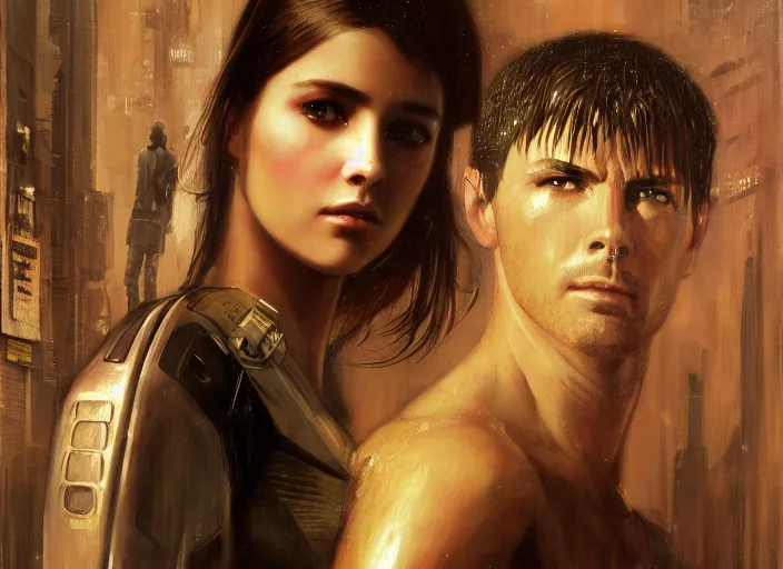 Prompt: maria the android evading blade runner ( blade runner 2 0 4 9, dystopian, cyberpunk 2 0 7 7 character design ). orientalist portrait by john william waterhouse and james gurney and theodore ralli and nasreddine dinet, oil on canvas. cinematic, hyper realism, realistic proportions, dramatic lighting, high detail 4 k