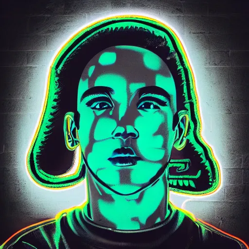 Image similar to python head in hoodie, portrait, vaporwave, synthwave, neon, vector graphics, cinematic, volumetric lighting, f 8 aperture, cinematic eastman 5 3 8 4 film, photorealistic, graffiti