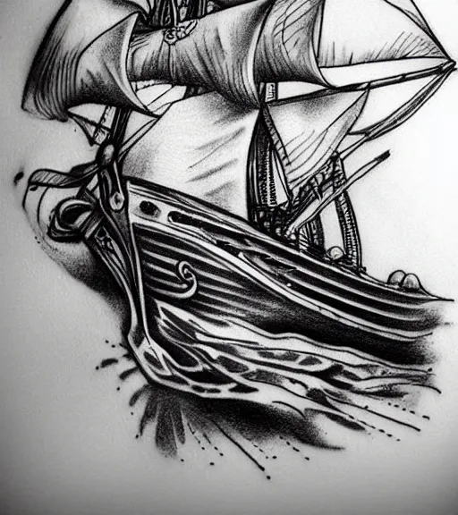 Pirate Ship Tattoo Final by Ebony-Night on DeviantArt